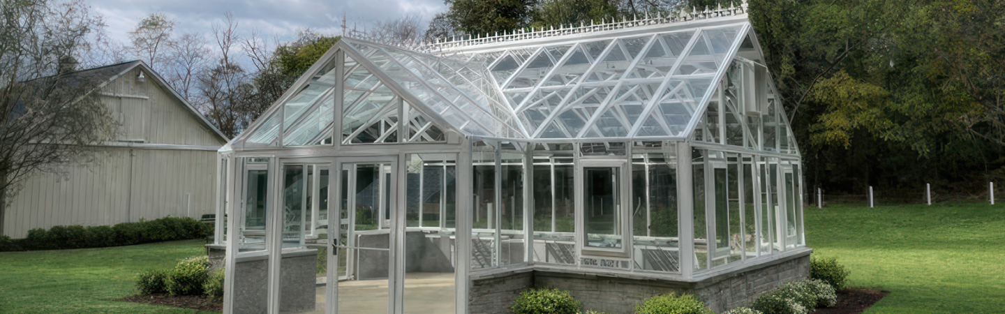Arcadia GlassHouse Series custom aluminum greenhouses designed for residential gardens