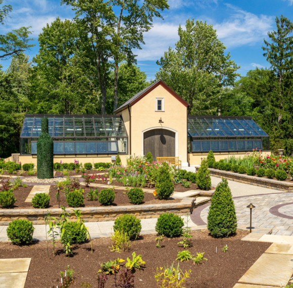 Commercial or institutional glass greenhouse structure for public spaces