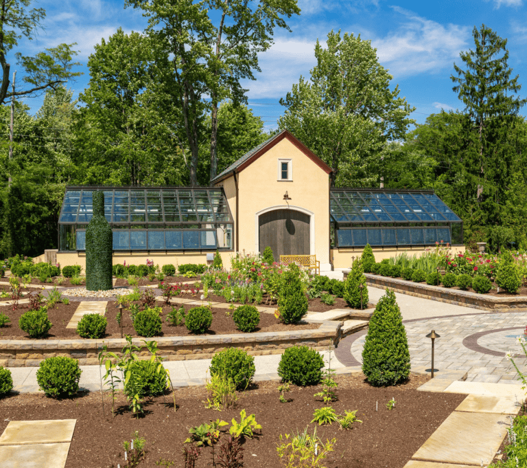 Commercial or institutional glass greenhouse structure for public spaces