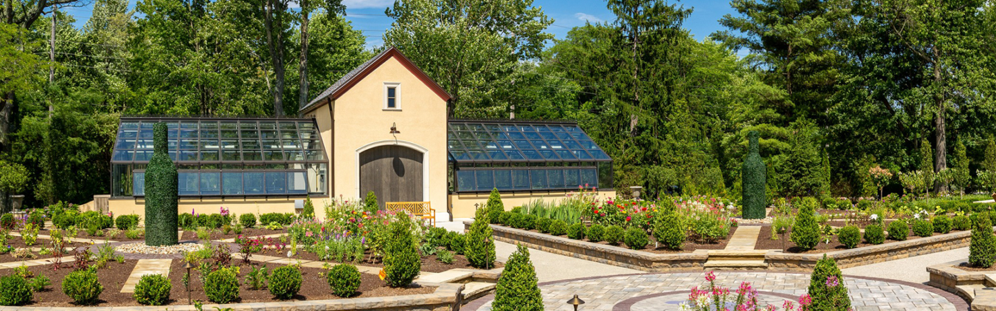 Commercial or institutional glass greenhouse structure for public spaces
