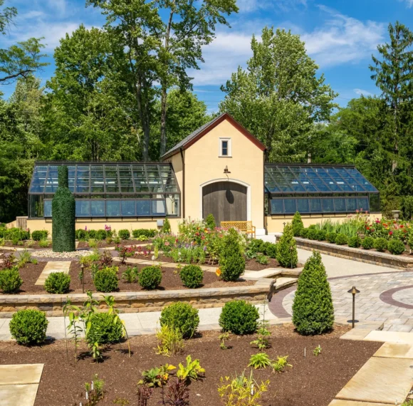 Commercial or institutional glass greenhouse structure for public spaces